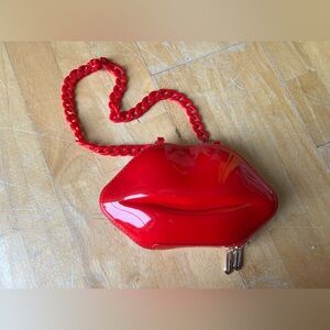 Red Lip-Shaped Women's purse Betsy Johnson vintage